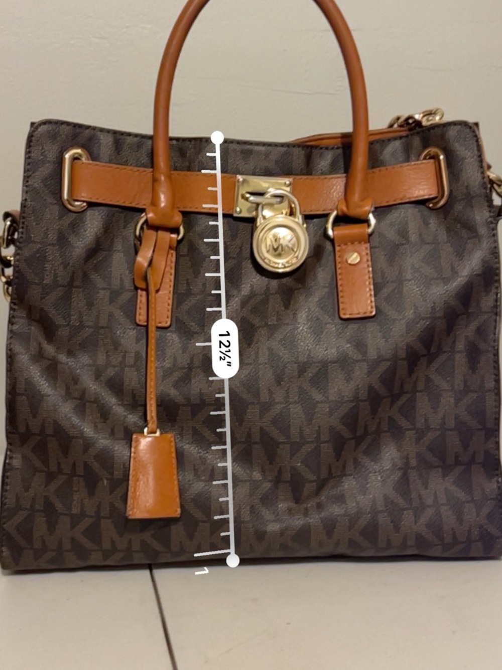 Michael Kors Brown Logo Tote with Tan Leather and Gold Hardware - Picture 7 of 13